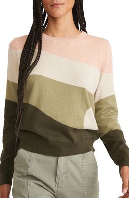 Marine Layer Sunset Stripe Cotton Sweater in Charcoal