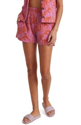 Marine Layer Terry Out Floral French Terry Shorts in Orange/Lavender Floral