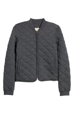 Marine Layer Updated Corbet Quilted Bomber Jacket in Heather Grey