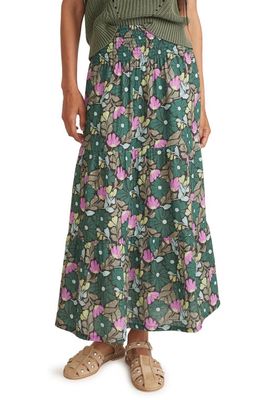 Marine Layer Valeria Print Tiered Maxi Skirt in Cool Mexican Floral