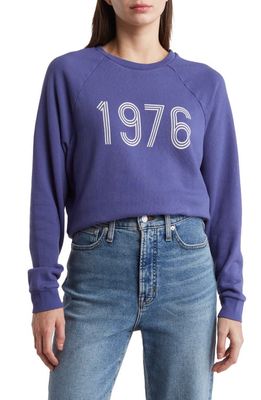 Marine Layer Washed French Terry Graphic Sweatshirt in Skipper Blue
