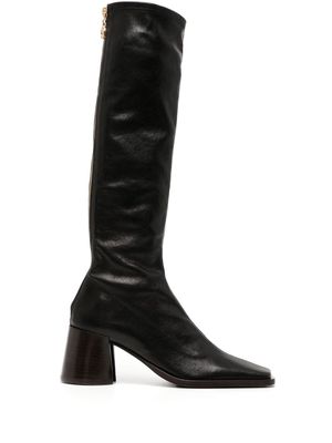 Marine Serre 65mm knee-high leather boots - Black