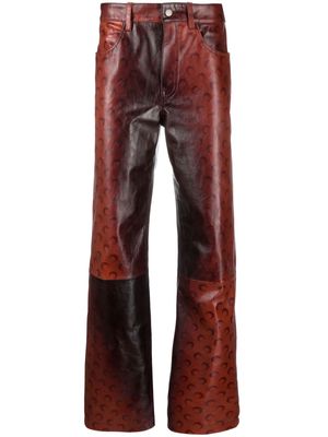 Marine Serre Airbrushed Crafted leather trousers - Red