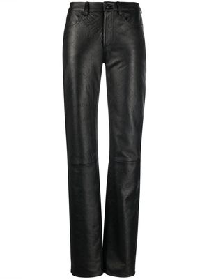 Marine Serre all-over embossed-logo leather trousers - Black