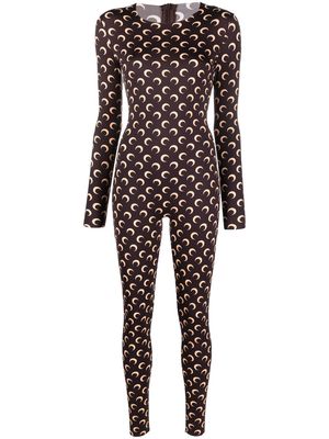 Marine Serre all-over moon catsuit - Brown