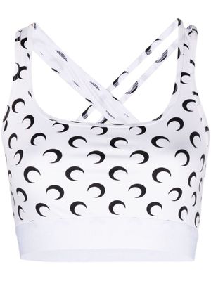 Marine Serre All Over Moon crop top - White