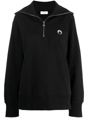 Marine Serre astrology-print quarter-zip sweatshirt - Black
