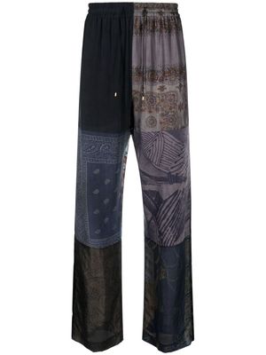 Marine Serre bandana-print panel silk trousers - Black