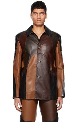 Marine Serre Black & Brown Mix-Leather Patchwork Jacket