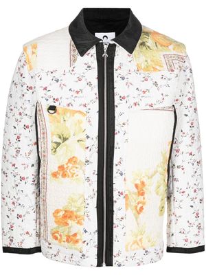 Marine Serre Boutis floral-print quilted jacket - White