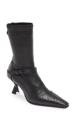 Marine Serre Buckle Pointed Toe Ankle Boots in Black