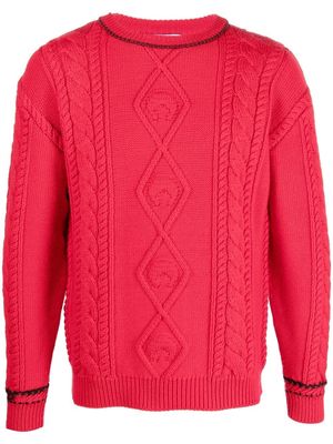 Marine Serre cable-knit wool jumper - Red