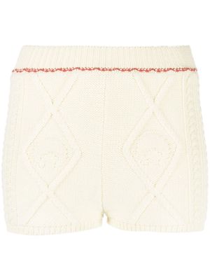 Marine Serre cable-knit wool shorts - White