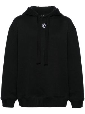 Marine Serre calendars-print organic cotton hoodie - Black