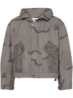 Marine Serre camouflage-print hooded jacket - Grey