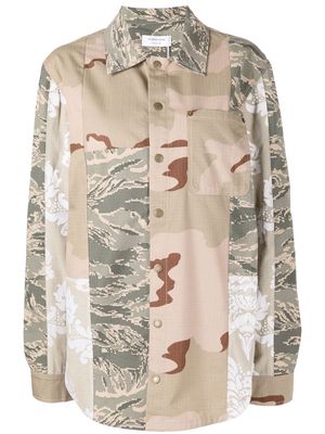 Marine Serre camouflage-print panelled overshirt - Green