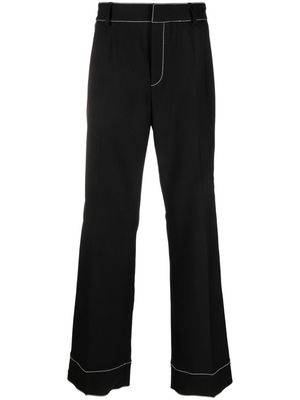 Marine Serre contrast-stitching straight-leg trousers - Black