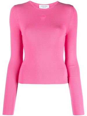 Marine Serre Core Crescent Moon-embroidered jumper - Pink