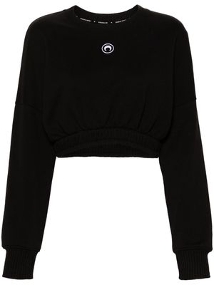 Marine Serre Crescent Moon-embroidered fleeced sweatshirt - Black