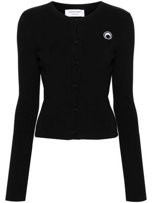 Marine Serre Crescent Moon-embroidered knitted cardigan - Black