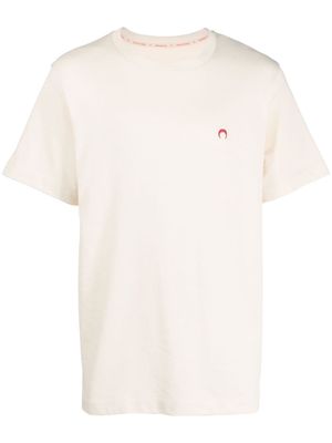 Marine Serre crescent moon-embroidered T-shirt - Neutrals