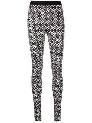 Marine Serre crescent moon patterned leggings - Black