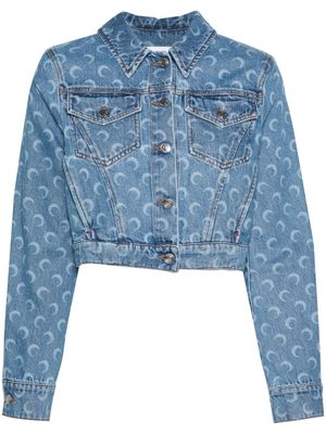 Marine Serre crescent moon-print denim jacket - Blue