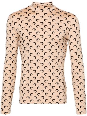 Marine Serre Crescent Moon roll-neck sweatshirt - Neutrals