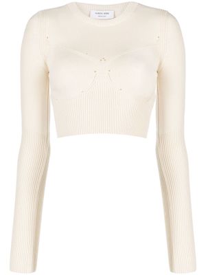 Marine Serre crew-neck knitted cropped top - Neutrals