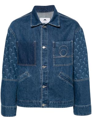 Marine Serre Deadstock Moon-print denim jacket - Blue