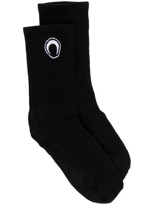 Marine Serre embroidered Crescent Moon socks - Black