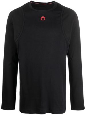 Marine Serre embroidered-design long-sleeve top - Black