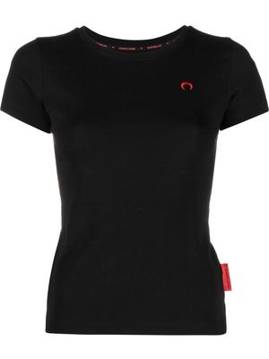 Marine Serre embroidered-logo organic cotton T-shirt - Black