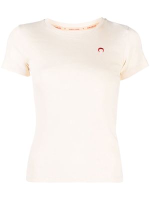 Marine Serre embroidered-logo organic cotton T-shirt - Neutrals