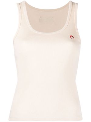 Marine Serre embroidered-logo ribbed tank top - Neutrals