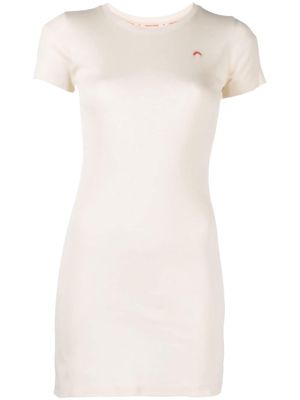 Marine Serre embroidered-logo T-shirt dress - Neutrals