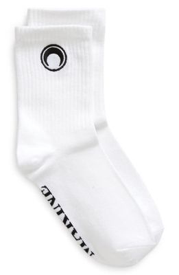 Marine Serre Embroidered Olympic Moon Crew Socks in White