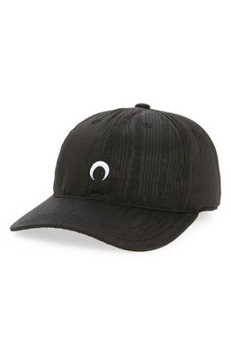 Marine Serre Embroidered Recycled Polyester Blend Moiré Baseball Cap in All Black