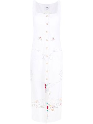 Marine Serre floral-embroidered cotton dress - White