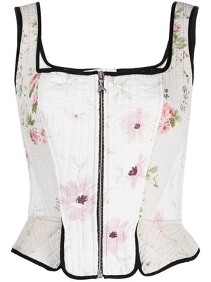 Marine Serre floral-print corset vest top - White