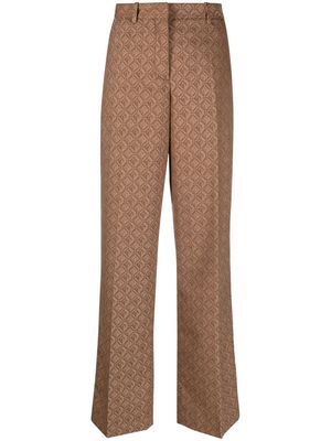 Marine Serre geometric-print straight-leg trousers - Brown