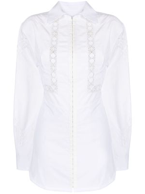 Marine Serre Household lace-trimmed shirt dress - White