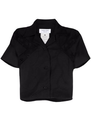 Marine Serre Household Linen cropped cotton shirt - Black