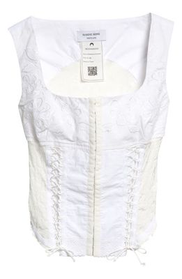 Marine Serre Household Linen Lace-Up Bustier in White