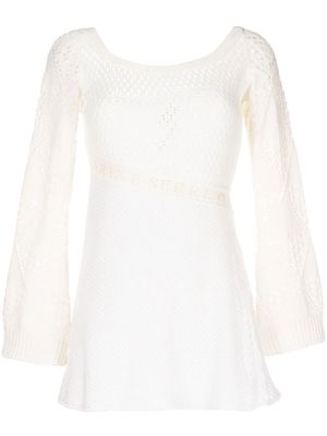 Marine Serre jacquard logo knitted dress - White