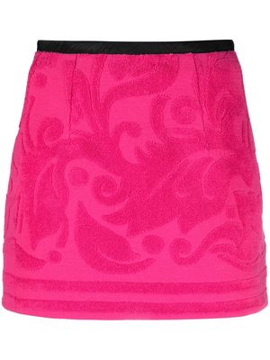Marine Serre jacquard towels miniskirt - Pink