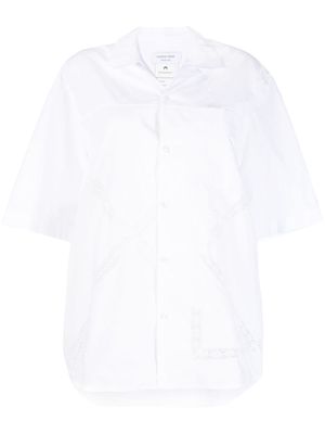 Marine Serre lace-embroidery cotton bowling shirt - White