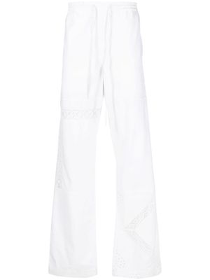 Marine Serre lace-panel cotton trousers - White