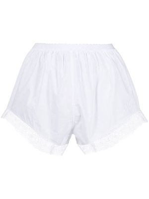 Marine Serre lace-trim cotton shorts - White