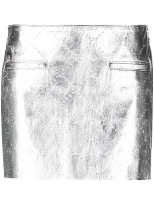 Marine Serre laminated leather skirt - Silver